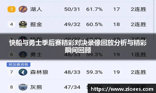 快船与勇士季后赛精彩对决录像回放分析与精彩瞬间回顾